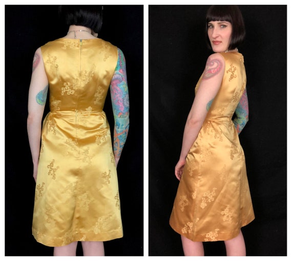 Vintage 1960s Gold Satin Suit Set - Gold Satin Br… - image 5