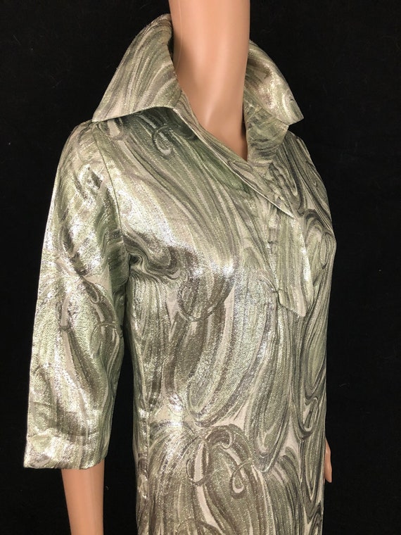 Vintage 1960's Silver Metallic Lurex Paisley Spac… - image 7