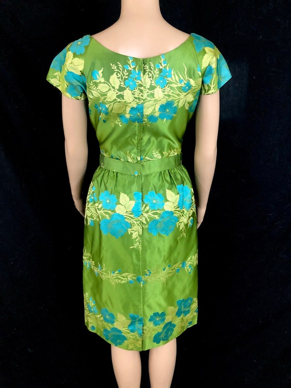 STUNNING Vintage Early 1960's Floral Silk Satin B… - image 8