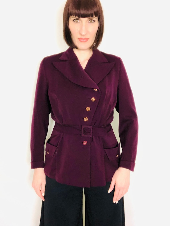 RARE Vintage 1930's 1940's Eggplant Purple Gabardi