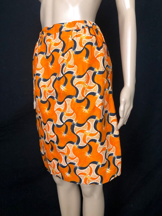 Vintage 1970's Wild Orange and Black Abstract Geo… - image 3