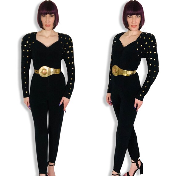 Vintage 1980's TADASHI Gold Metal Studded Embellished Glam