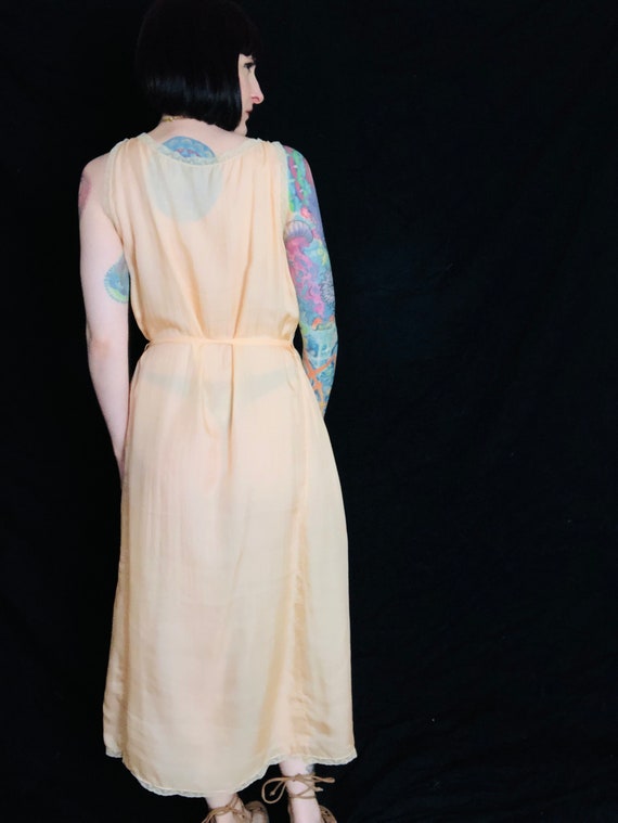 Antique 1920's Light Pink Pongee Silk & Lace Slip… - image 8
