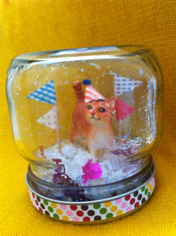 Party Animal Snow Globe Cat Etsy