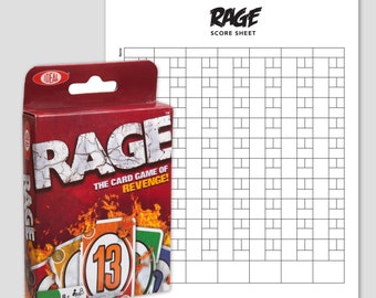 Rage Card Game Score Sheet, Printable Score Sheet, Digital, Instant Download, Rage, Printable File, PDF, 8.5" x 11, A4