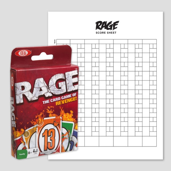 Rage Card Game Score Sheet, Printable Score Sheet, Digital, Instant Download, Rage, Printable File, PDF, 8.5" x 11, A4