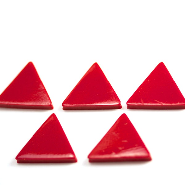 90s' Red Triangles. Vintage Geometric Form. 5 Pieces.