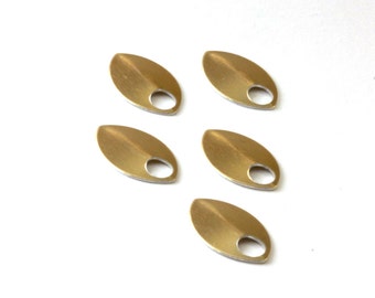 Vintage Matte Gold Oval Tile Aluminium Pendants. Gold Charms. 5 Pieces