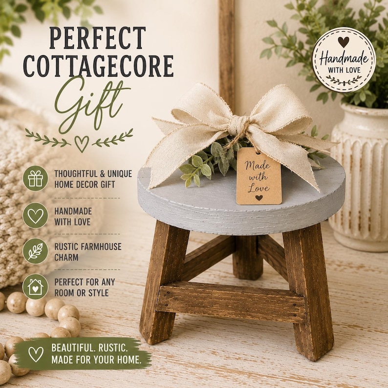 Farmhouse Plant Stand | Rustic Wood Pedestal Stool | Cottage Decor ...