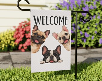Welkom Franse Bulldog-tuinvlag | Huisbanner