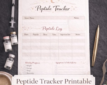 Afdrukbare peptidetracker | Injectielogboek | Gewichtsverlies en GLP-1-tracker | Wellnessdagboek | Medicatietracker | Direct downloaden
