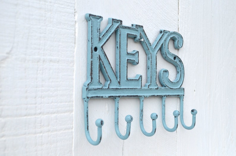 Key Hanger / Entryway Decor / Blue Key Holder / Leash Holder / Etsy