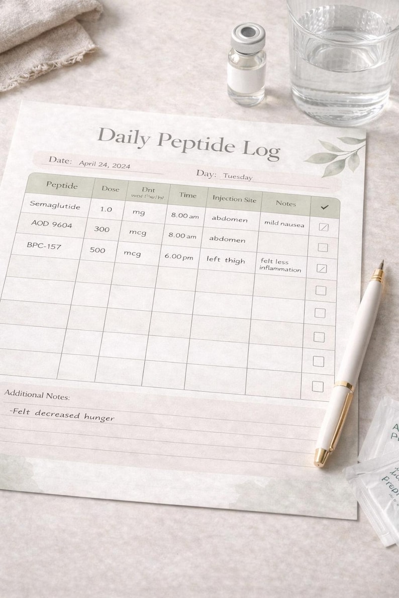 Peptide Injection Log Daily Peptide Log Printable | Injection Tracker PDF | Peptide Journal ...