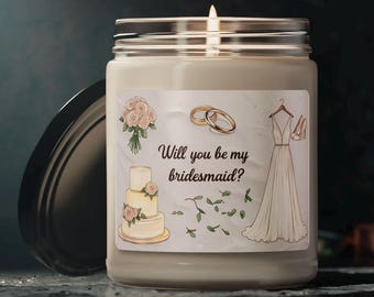 Vela para pedido de casamento de madrinha - Você será minha madrinha? - Vela de soja perfumada de 9 oz para casamentos, presentes de noivado, festa de casamento, casamento