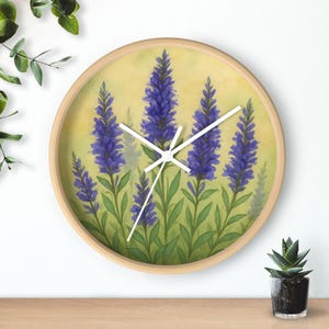 Botanical Lavender Wall Clock - Nature Decor, Floral Home Accent, Gift for Garden Lovers, Cottagecore Vibe, Office Decoration