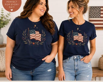 Boho Patriotic Shirt for Women | Soft American Flag Tee | Cute 4th of July Shirt | Vintage USA Graphic Tee | Memorial Day Outfit