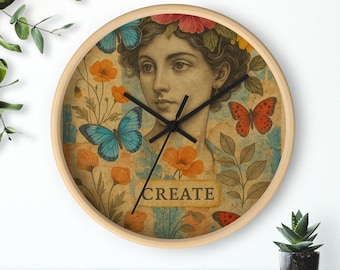 Vintage Floral Wall Clock: Boho Home Decor Timepiece
