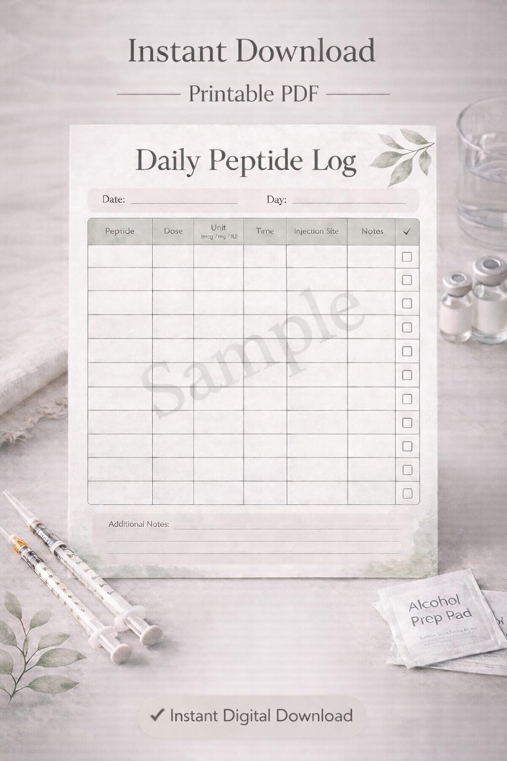Daily Peptide Log Printable | Injection Tracker PDF | Peptide Journal ...