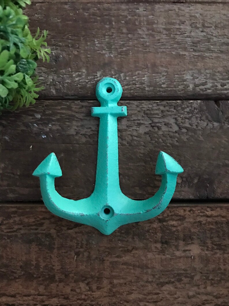Aqua Anchor Wall Hook Beach Nautical Coastal Decor Ocean Etsy