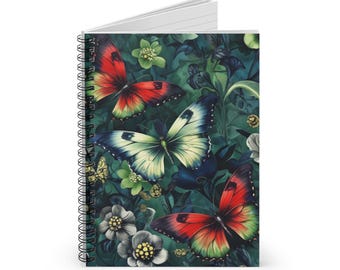 Butterfly Blossom Spiral Notebook, Floral Butterfly Journal, Nature Themed Stationery, Gift for Nature Lovers, Eco-Friendly Notebook