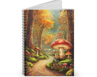 Betoverend paddestoelbos spiraalvormig notitieboek | Geregeld dagboek