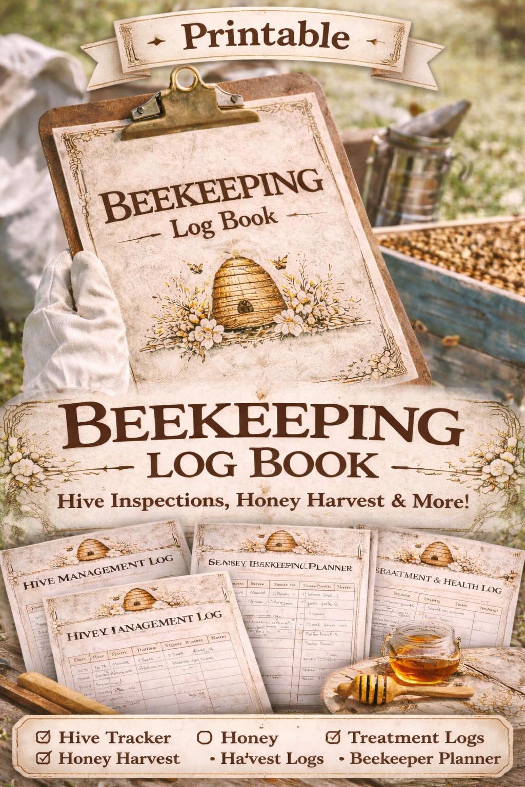 Beekeeping Log Book Printable | Hive Inspection Tracker | Honey Harvest ...