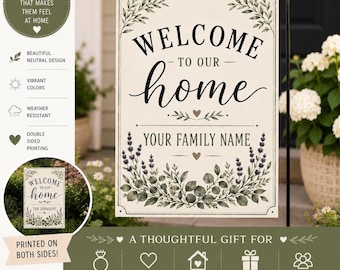Personalized Welcome Garden Flag | Custom Family Name Porch Decor | Farmhouse Floral Garden Banner | Housewarming Gift | 12x18 Yard Flag