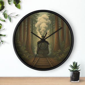 Vintage Train Wall Clock | Rustic Home Decor | Gifts for Train Lovers | Railroad Wall Art | Nature Inspired Clock | Cabin Decor