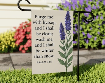 Hyssop Psalm 51:7 Garden Flag | Lavender Botanical House Banner
