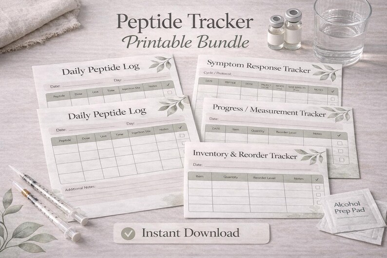 Peptide Tracker Printable Bundle | Daily Log, Weekly Tracker, Symptom ...