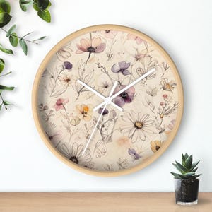 Floral Wall Clock - Elegant Home Decor, Rustic Living Room, Gift for Her, Boho Bedroom Accents, Timeless Design for All Occasions