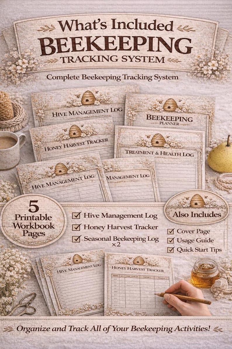 Beekeeping Log Book Printable | Hive Inspection Tracker | Honey Harvest ...