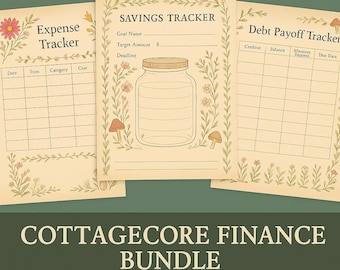 Cottagecore Finance Planner | Expense, Savings, Debt Tracker (PDF Download)