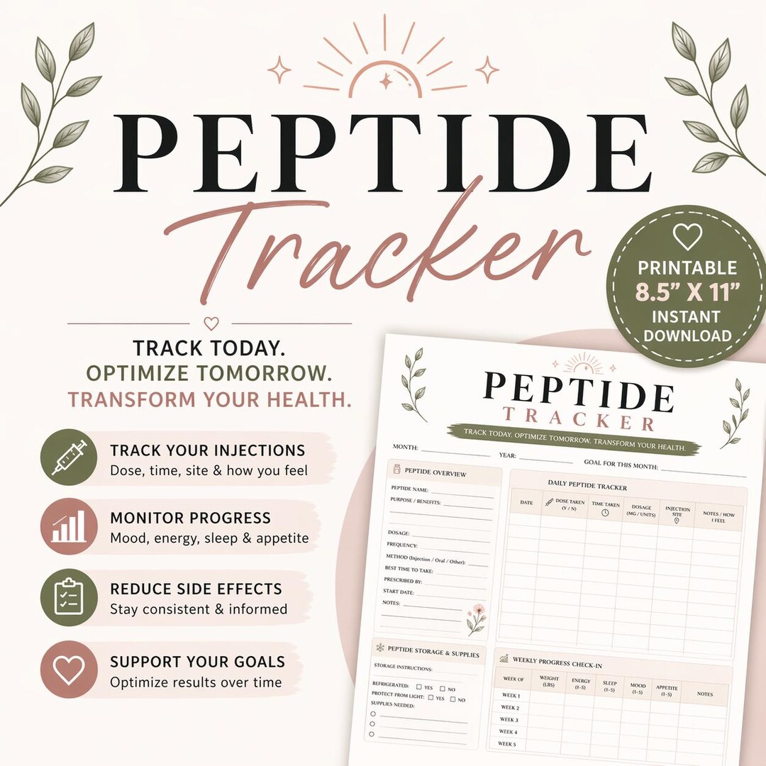 Peptide Tracker Printable | GLP-1 Injection Log, Dosage Progress ...