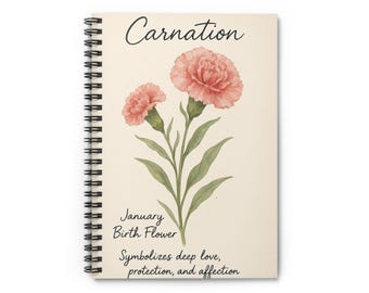 Anjer januari geboorte bloem spiraal notitieboek | Gelinieerd dagboek