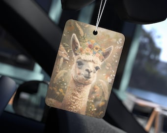 Floral Alpaca Car Air Freshener: Nature-Themed Car Decor