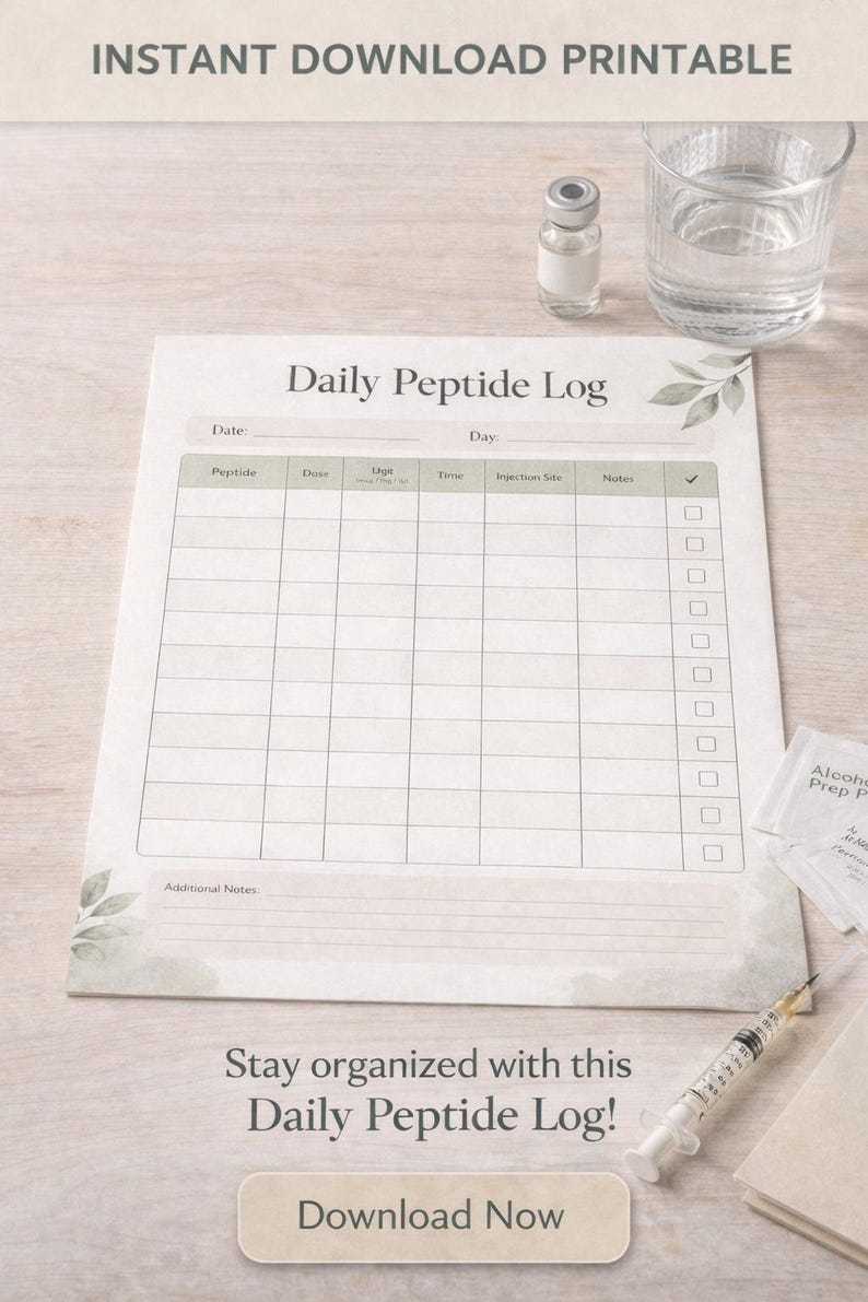 Daily Peptide Log Printable | Injection Tracker PDF | Peptide Journal ...