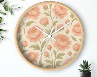 Floral Wood Wall Clock: Vintage Boho Home Decor