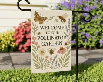 Welkom bij onze Pollinator Garden Tuinvlag | Bijen vlinders bloemen