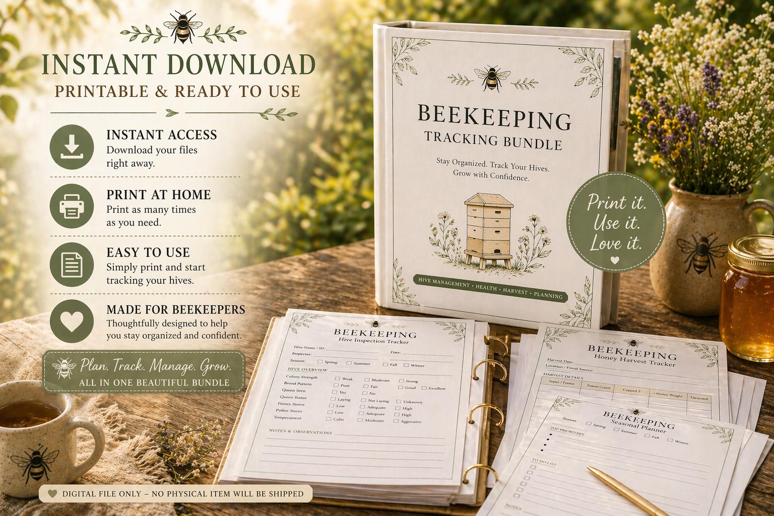 Beekeeping Log Book Printable | Hive Inspection Tracker, Honey Harvest ...