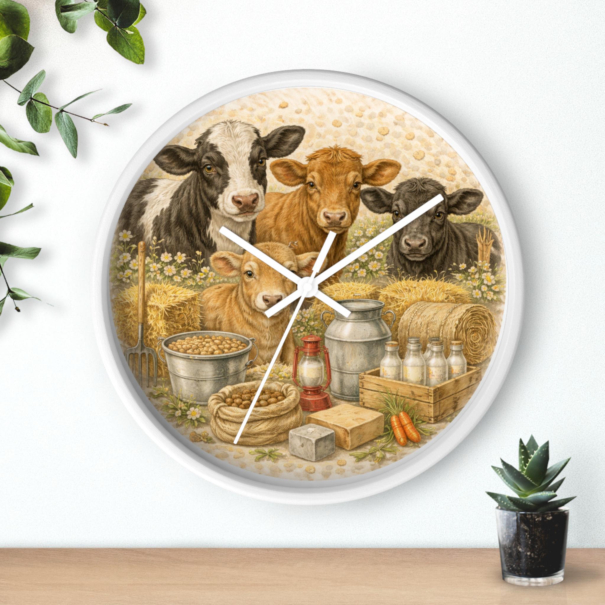 Milk Clock Farmhouse Cows Clock | Rustic Dairy Barn Kitchen Wall Clock - Etsy
