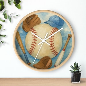 Baseball-Themed Wall Clock, Sports Decor for Boys, Ideal Gift for Sports Lovers, Man Cave Wall Art, Perfect for Game Day
