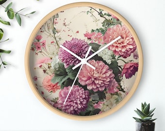 Blumen Wanduhr: Vintage Blumen Kunst Home Decor