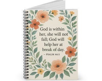 Psalm 46:5 bloemenschrift spiraal notitieboek | Christelijk geloofsdagboek