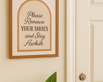 Boho Remove Your Shoes Sign: Entryway Decor Printable (Digital Download)