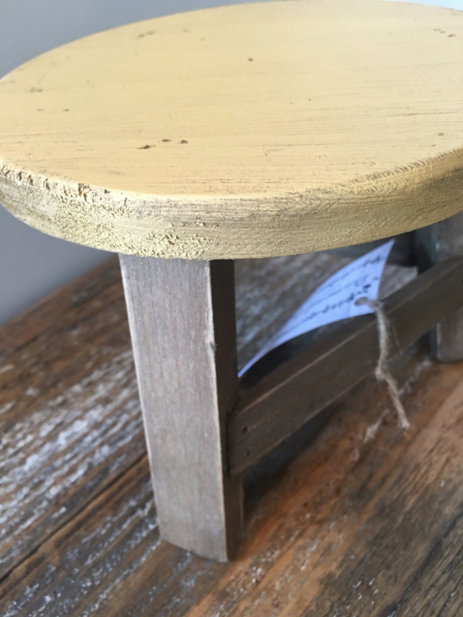 Mini Wooden Stool Plant Stand – Farmhouse Decor Riser, Rustic Wood ...