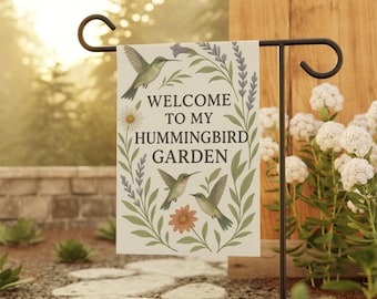 Banner Hummingbird Garden: Cottagecore-welkomstbord