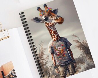 Whimsical Giraffe Spiral Notebook: Floral Animal Journal