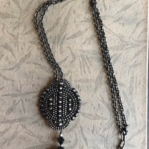 Victorian black cut steel buckle necklace assemblage