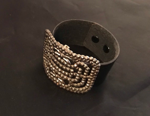 Victorian cut steel leather bracelet - image 4